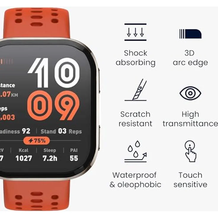 kwmobile 2X Transparente Displayschutzfolie für Amazfit Bip 6 - Robuster, stoßfester Displayschutz mit Anti-Fingerabdruck-Eigenschaft, einfache Installation – Bild 3