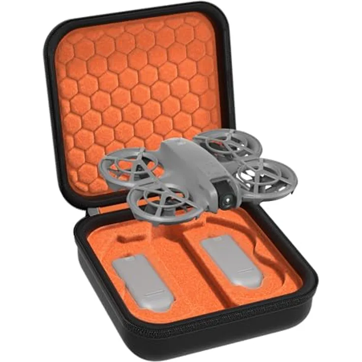 ProCase Tragetasche für DJI Neo 2, Tragbare Reise Schutzhülle mit Hart-EVA-Gehäuse, Orangeschwarz