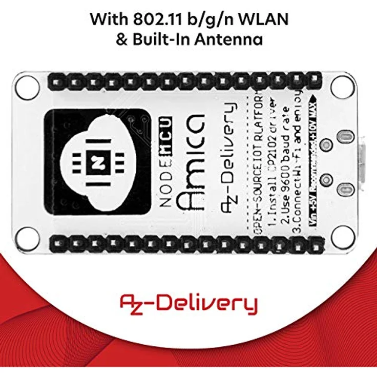AZDelivery 25 x NodeMCU Amica Modul V2 ESP8266 ESP-12F WiFi Development Board - CP2102 kompatibel mit Arduino - inkl. Installationsanleitung E-Book – Bild 5