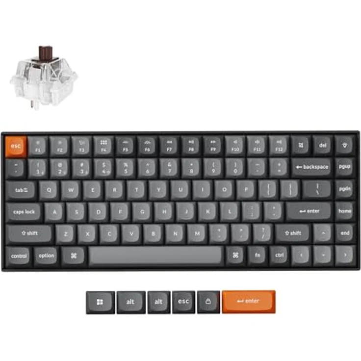Keychron K2 MAX Custom Wireless Mechanische Tastatur 2.4 GHz/Bluetooth/USB-C, Weiß LED, QMK/VIA Programmierbare Makros, PBT Keycaps, für Mac Windows, Super Brown Switch, 75%-Layout – Bild 1