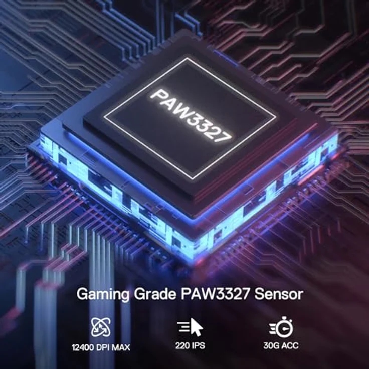 Redragon M724-1K K1NG, ultraleichte kabelgebundene Gaming-Maus mit 12000 DPI und 6 programmierbaren Tasten, schwarz – Bild 5