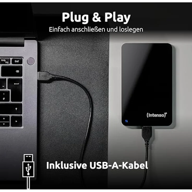 Intenso 2,5" Portable Hard Drive 1TB, externe Festplatte mit USB 3.2 Gen 1x1, 5400 U/min, 8 MB Cache, Plug & Play, Certified refurbished, schwarz – Bild 3