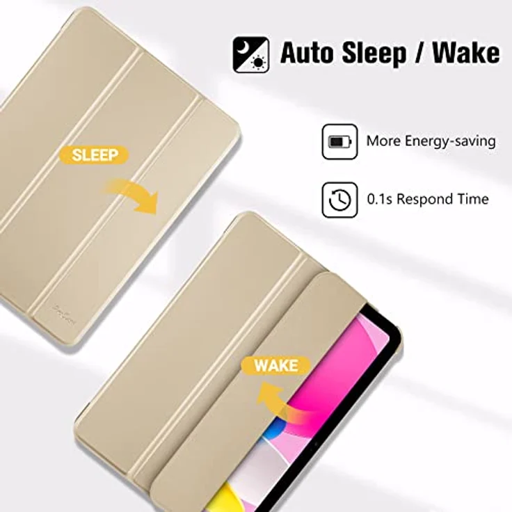 ProCase Hülle für iPad A16 11" (2025) / iPad 10. Generation 10,9" (2022), Ultraleichtes Hartschalen-Design mit Smart Cover und Auto Wake/Sleep - Champagner – Bild 5