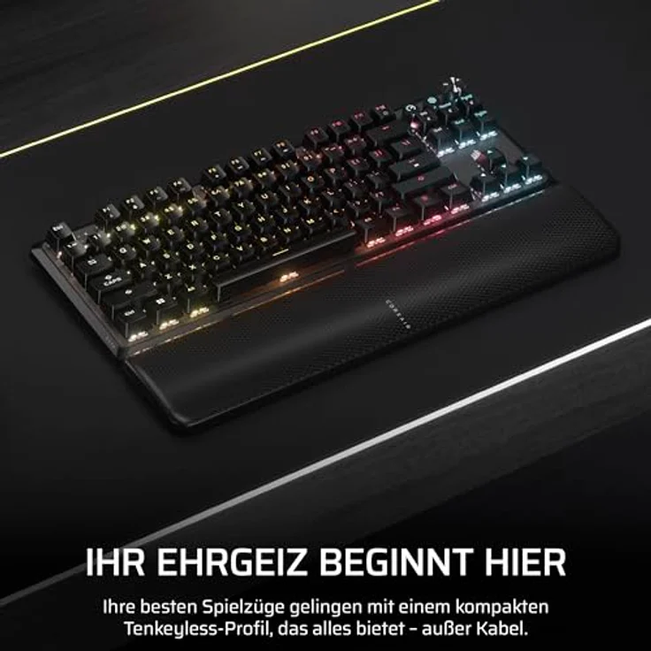 Corsair K70 CORE TKL Wireless RGB Mechanische Tenkeyless-Gaming-Tastatur – Vorgeschmierte MLX Red v2 Linear Switches – Zweischichtige Schalldämpfung – ABS Keycaps – QWERTZ DE – Schwarz – Bild 2