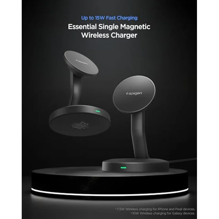 Spigen Essential MagSafe Wireless Charger 15W EF151MS, Magnetischer Ladegerät mit 30° Standfuß, schwarz – Bild 2