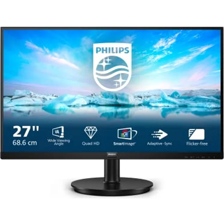 Philips 275V8LA - 27 Zoll QHD Monitor, Lautsprecher, FreeSync (2560x1440, 75 Hz, DisplayPort, HDMI) in schwarz – Bild 3