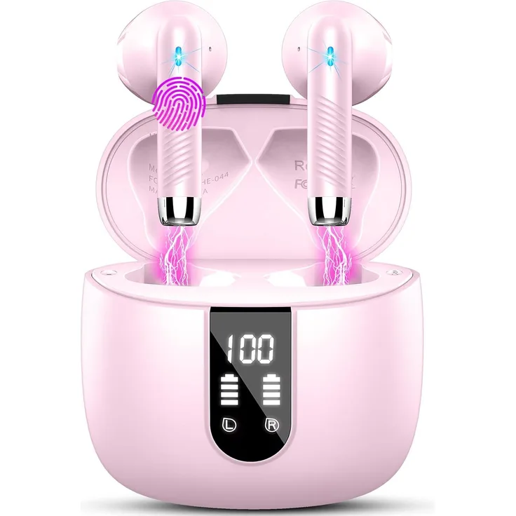 Drsaec Bluetooth Kopfhörer In-Ear, 4 Mikrofone, ENC Noise Cancelling, 48h Akku, IP7 Wasserdicht, LED Display, Wireless Earbuds mit USB-C Schnellladung