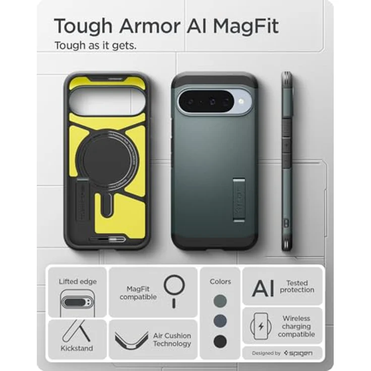 Spigen Tough Armor Smartphone Hülle für Google Pixel 10 und 10 Pro, robuster Schutz in Grün – Bild 4