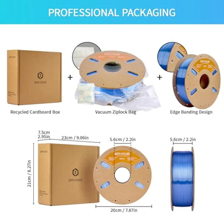 ERYONE Silk PLA Filament 1.75 mm, 1 kg/Spule, Seiden PLA in Sky Blue, hohe Kompatibilität – Bild 4