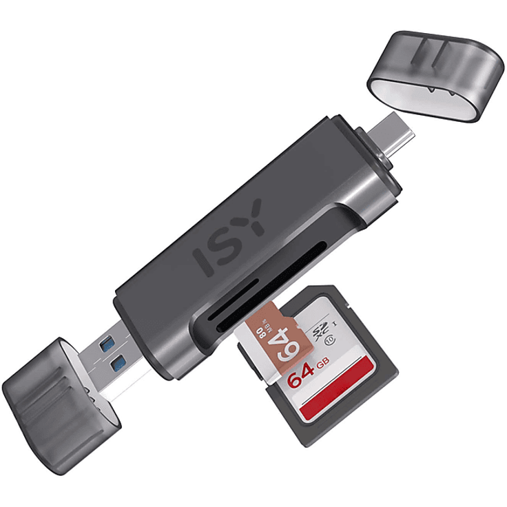 ISY ICR-6000 2-in-1 USB-Kartenleser mit Dual-Slot für SD und microSD