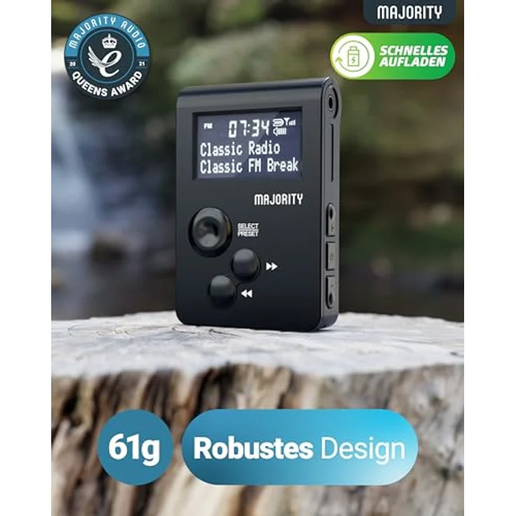 Majority Petersfield Go Original Pocket DAB Radio, tragbares DAB+/FM-Radio mit wiederaufladbarem Akku und 20 Senderspeichern – Bild 4