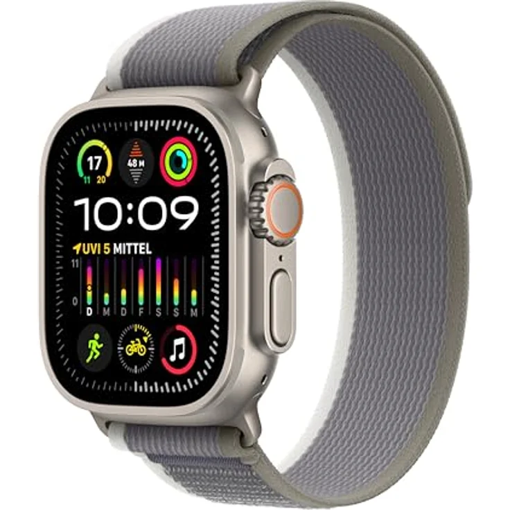 Apple Watch Ultra 2 GPS + Cellular, 49 mm Titangehäuse, Trail Loop Grün/Grau – S/M – Bild 1