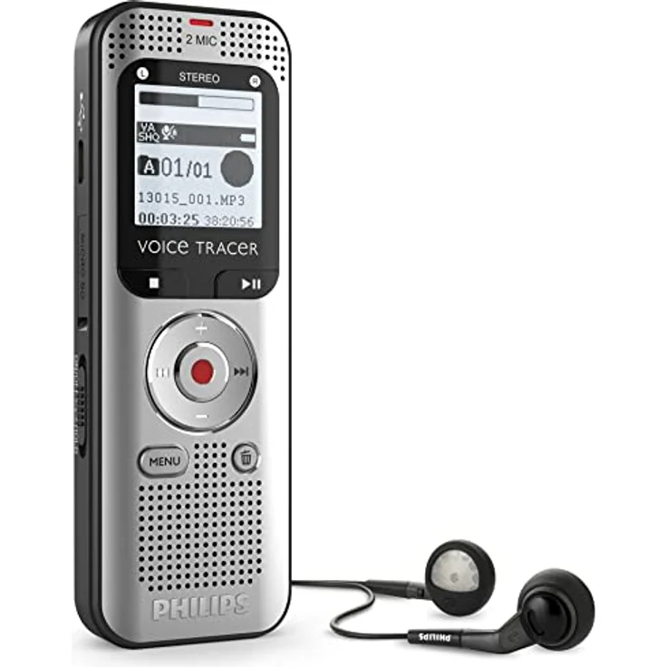 Philips VoiceTracer DVT2015 digitales Diktiergerät Audiorecorder Aufnahmegerät, Stereo MP3, 8GB mit Cloud-Spracherkennung – Bild 1