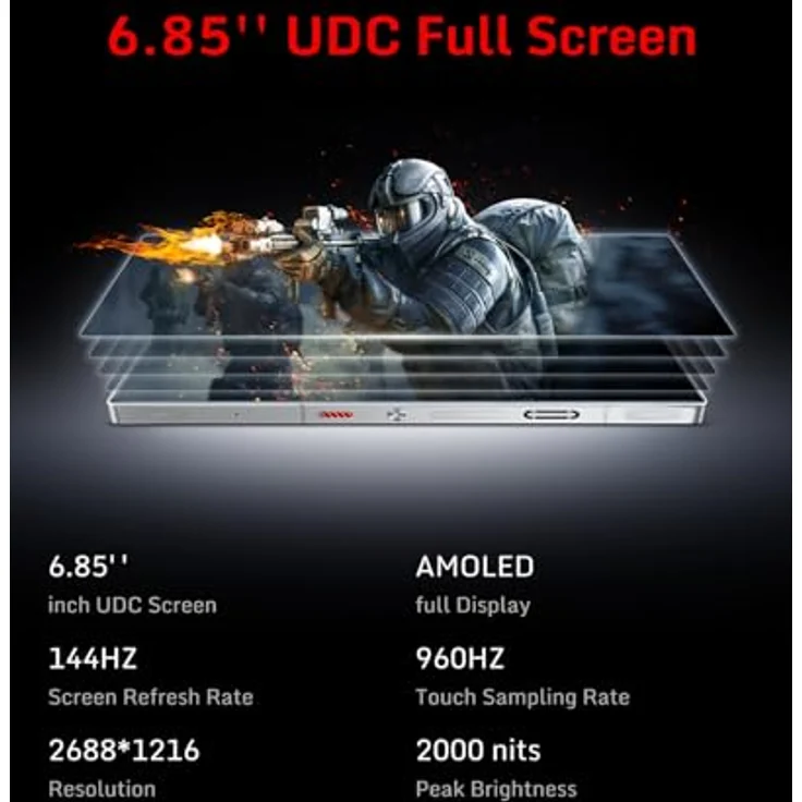 REDMAGIC 10S Pro, 5G Gaming Smartphone mit 12GB RAM, 256GB ROM, 144Hz 6.85" AMOLED Display, Snapdragon 8 Elite, 50MP Kamera, 80W Schnellladung, Schwarz – Bild 4