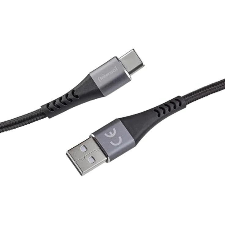 Intenso A315C USB-A auf USB-C Kabel, 60W Schnellladung, 1,5 m, Nylonmantel, schwarz – Bild 1