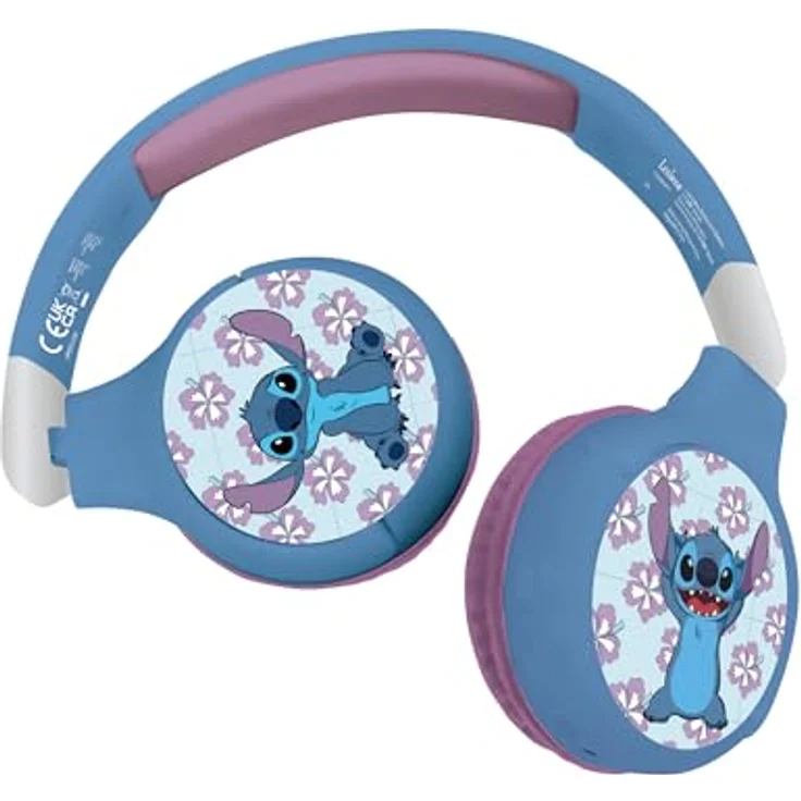 Lexibook 2-in-1-Bluetooth/Kabel-Kopfhörer Stitch, komfortable Polsterung, blau – Bild 1