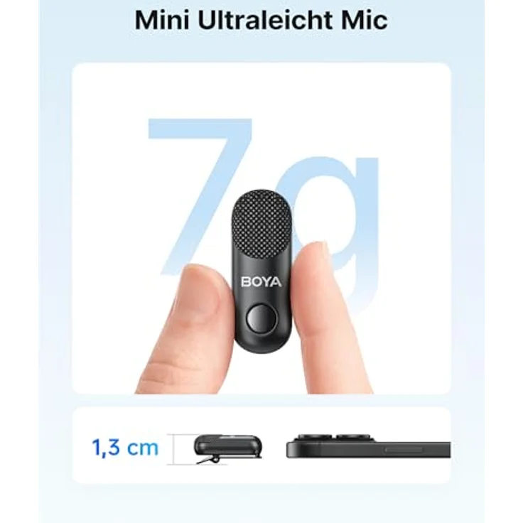 BOYA Magic Mikrofon für Handy, Wireless Mini-Lavalier-Mikrofon mit USB-C-Stecker, KI-Geräuschunterdrückung, 30 Stunden Akkulaufzeit für iPhone 15/16 Serie – Bild 4