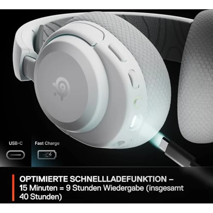 SteelSeries Arctis Nova 3P Wireless Gaming-Headset, 40 Std. Akku, App-Steuerung, Neodym-Magnet-Treiber, 2,4 GHz/Bluetooth, abnehmbares Mikrofon, weiß – Bild 4