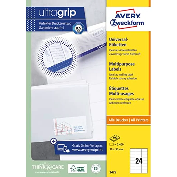 Zweckform 3475 Avery Etiketten 70 x 36mm weiß – Bild 12
