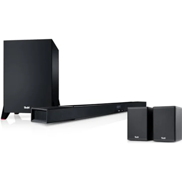 Teufel CINEBAR LUX Surround Ambition 5.1 Set - Soundbar mit Kabellose Aktiv Rear-Speaker, Subwoofer, Dolby Audio, WLAN, Bluetooth, Multiroom, 4K-Pass-Through, HDMI 3D ARC CEC - schwarz – Bild 1