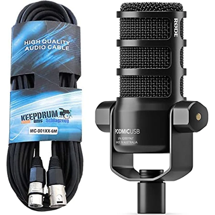 Rode Podmic USB XLR Podcast Sprecher-Mikrofon + keepdrum XLR Kabel – Bild 1
