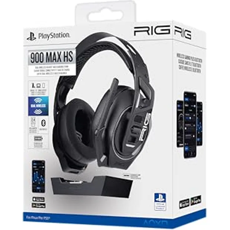 NACON Gaming-Headset und Bluetooth-Basisstation RIG900, 2,4 GHz und 60 Stunden, kompatibel mit Playstation 5, Switch und PC