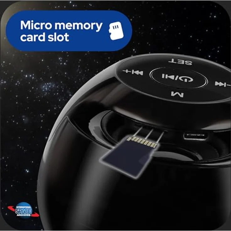 NASA Wecker SP200, Bluetooth-Lautsprecher mit 3 W, Dual-Alarm, LED-Licht und USB-C-Ladekabel – Bild 6