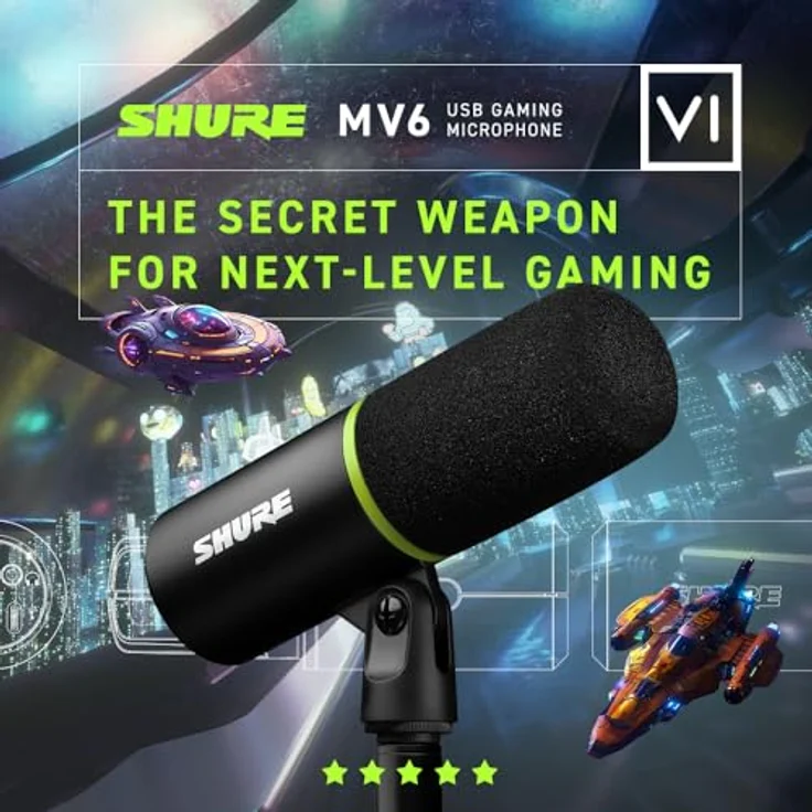 Shure MV6 USB Gaming Mikrofon, Dynamisches Mikrofon mit Auto-Level-Modus, Digitaler Popper Stopper & Echtzeit-Denoiser, USB-C, für PC Gamer & Streamer - Preisvergleich – Bild 5