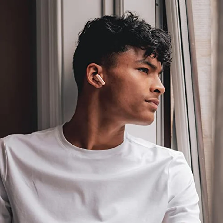 Urbanista Copenhagen True Wireless In Ear Kopfhörer Bluetooth 5.2, Touch-Bedienung Earbuds & Noise Cancelling Mikrofon, 32 Std. Spielzeit, USB C Ladecase, IPX4 Wasserabweisend, Altrosa – Bild 4