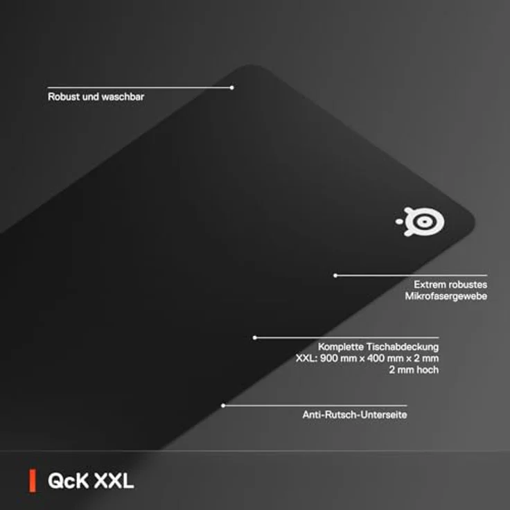 SteelSeries QcK Gaming Mauspad XXL - Erstklassiges Tracking und Stabilität - E-Sports-Mousepad - Anti-Rutsch-Unterseite - Komplette Tischabdeckung – Bild 2