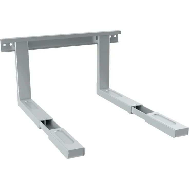 deleyCON Mikrowellenhalterung Wandhalterung ausziehbar bis 53,5cm - Stahl, 35Kg Belastbarkeit, Silber
