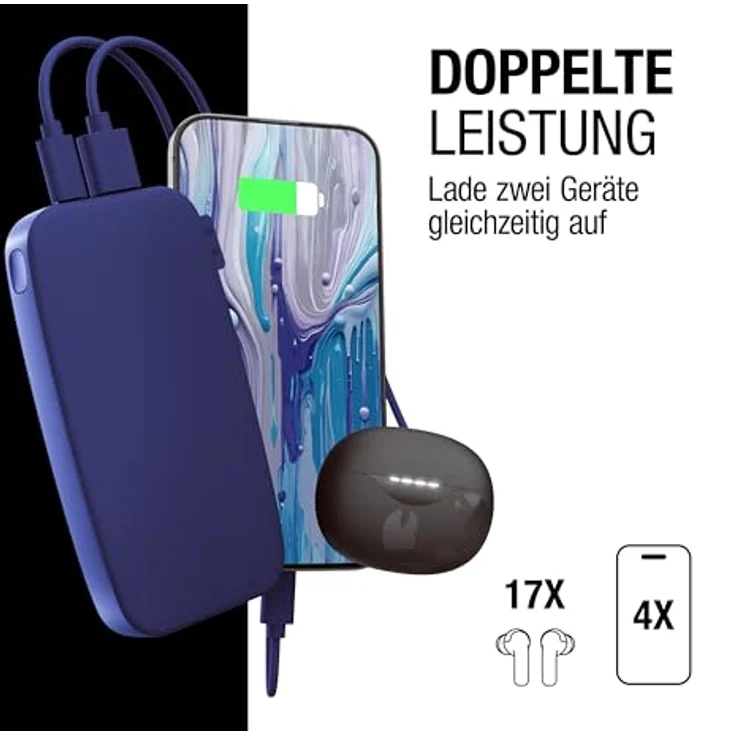 FRESH N REBEL 2PB12100TB Ultra Fast Charge Powerbank 12000 mAh, 20W PD, True Blue, 6 Sicherheitsfunktionen, USB-A & USB-C Anschluss – Bild 3