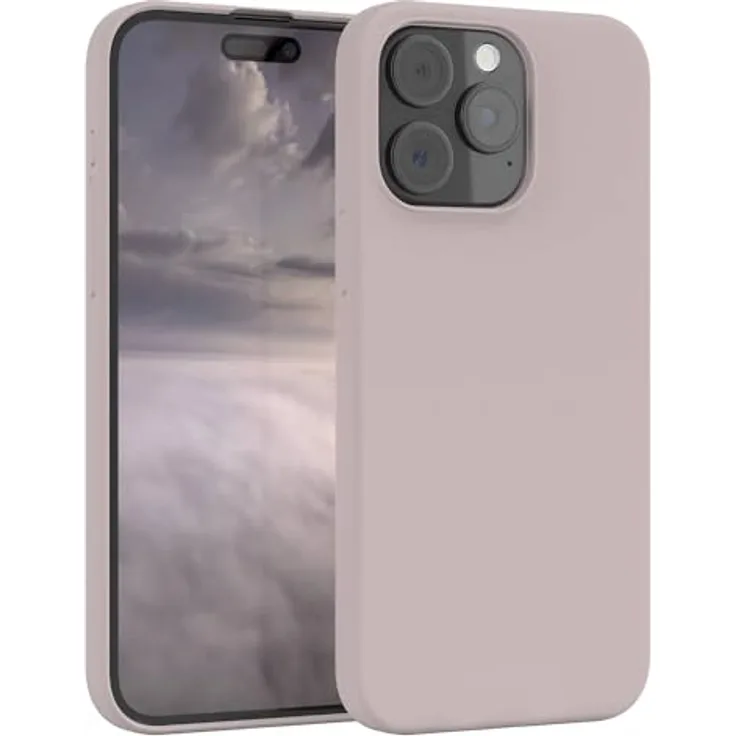 EAZY CASE Premium Silikonhülle für iPhone 15 Pro Max, Slimcover mit Kameraschutz, Microfiber-Innenseite, Rosabraun