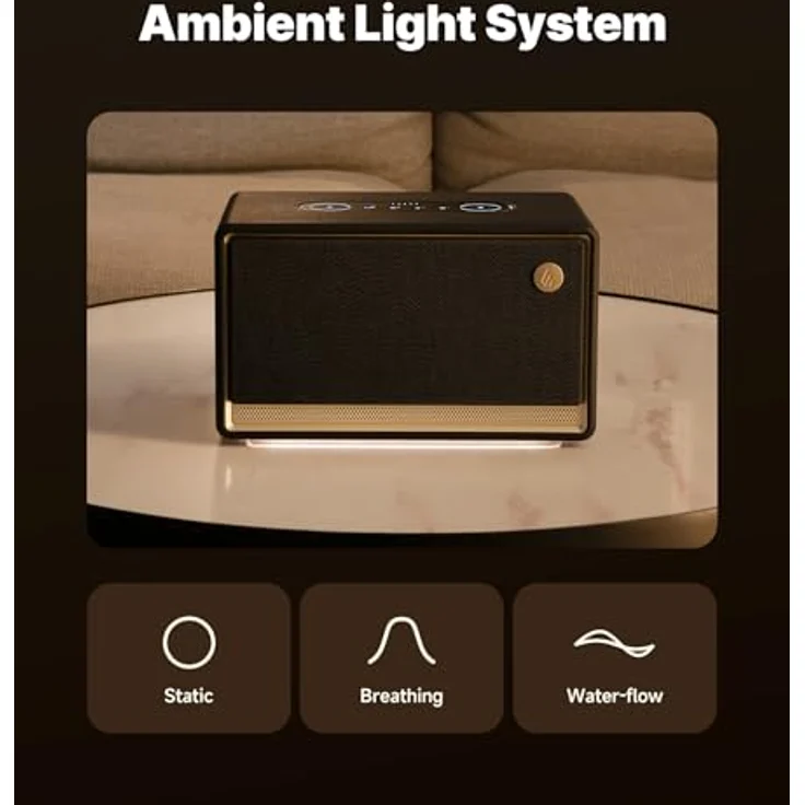 EDIFIER ES300, WLAN & Bluetooth Lautsprecher mit 60W Hi-Res Audio, AirPlay 2, LDAC, 12h Akku, Multiroom, USB & AUX, Holzgehäuse und Ambientebeleuchtung, App-Steuerung, kabelloser Premium Speaker für Zuhause – Bild 3