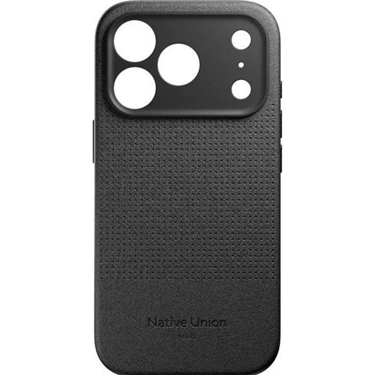 Native Union Active Case für iPhone 17 Pro, Schwarz, tierfreie Leder-Alternative, MagSafe-kompatibel, stoßabsorbierend, Schutz bis 3 Meter