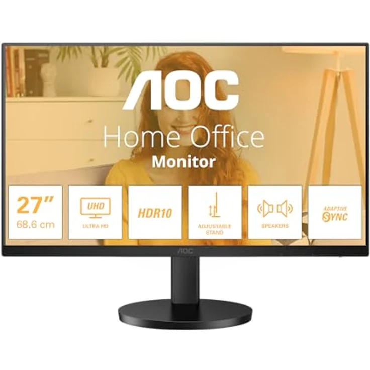 AOC U27B3AF - 27 Zoll UHD Monitor, Lautsprecher, höhenverstellbar, HDR10, schwarz – Bild 2