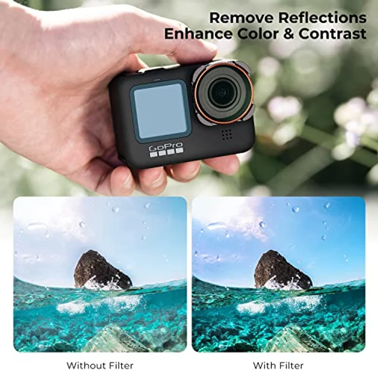 K&F Concept Standard Day - 4 Pack Filtersets(ND8, ND16,ND32,CPL) für GoPro Hero12 Black, Hero11, Hero10, Hero9 Black - GimbalSafe, optisches Glas, Bajonettdesign – Bild 4
