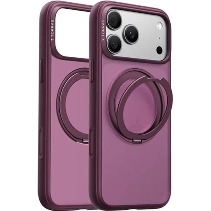 Torras Ostand O1 Guardian, Handyhülle für iPhone 18 Pro Max mit 360° drehbarem Ständer, stoßfester X-Shock-Technologie, violett