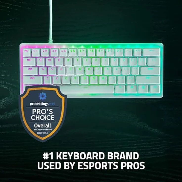 RAZER Huntsman V3 Pro Mini, Gaming Tastatur, 60% kompakt, Opto-Mechanical mit Razer Analog Optical Switches, kabelgebunden, farbe: Weiß – Bild 2