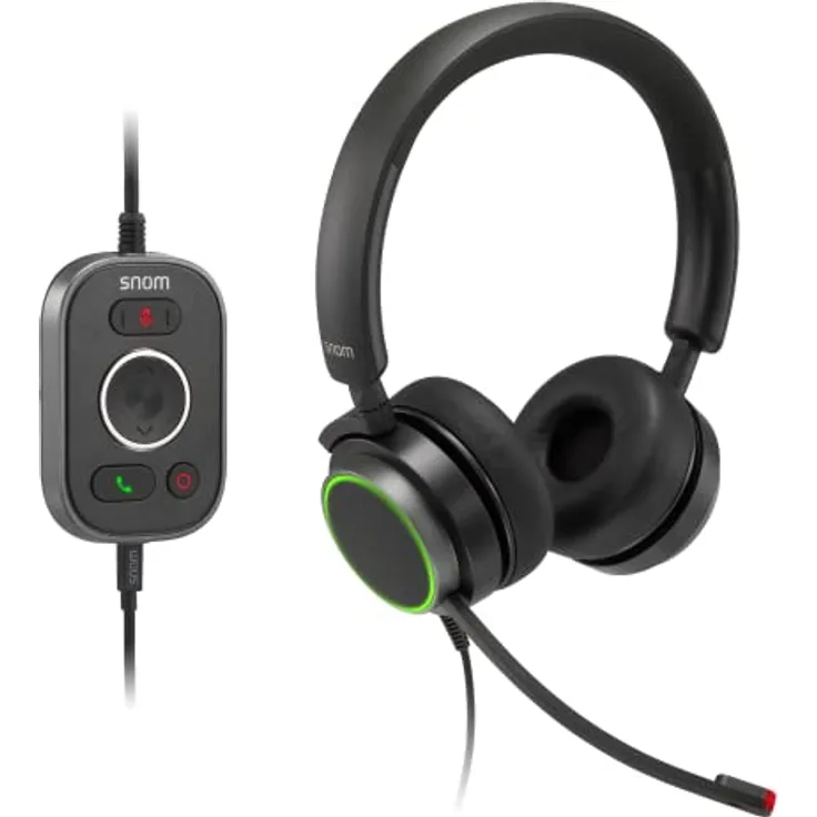 Snom A330D Kabelgebundenes Over-Ear-Headset - Headset Mit Mikrofon Kabellos, Kopfhörer Kabel, Gaming Headset Wireless Mit Mikrofon & Passiver Geräuschunterdrückung - Telefon 00004598