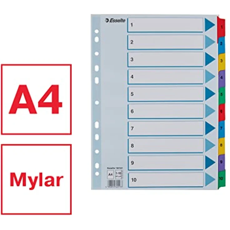 ESSELTE Aktenordner, A4, 1-10 Kartonregister, weiss – Bild 3