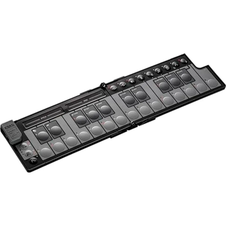 Korg nanoKEY Fold, Faltbarer 25 Tasten MIDI Keyboard Controller mit USB-C, TRS-MIDI und anpassbarer Anschlagdynamik – Schwarz