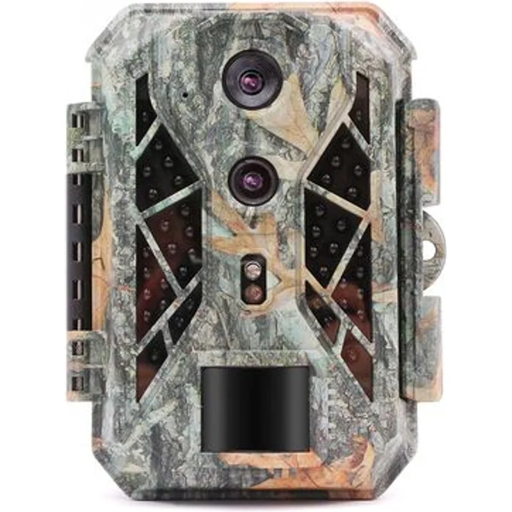Camouflage Wildkamera EZ2 Elite, Überwachungskamera mit Nachtsicht und Bewegungserkennung, Camouflage-Design