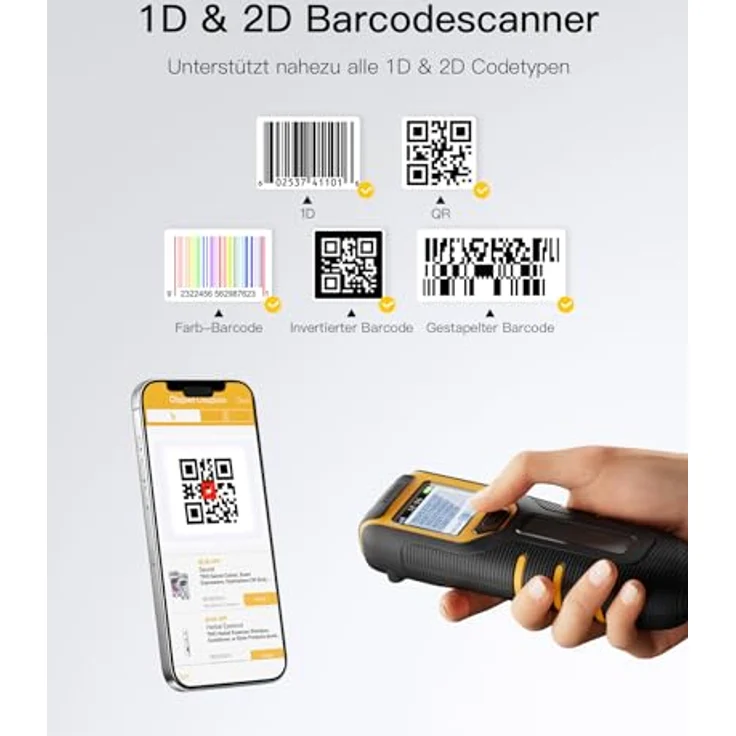 Inateck BCST-47, tragbarer Bluetooth Barcode-Scanner mit 1,4 Zoll Display, 2D QR Code Unterstützung, hoher Akku-Kapazität und APP Steuerung – Bild 2