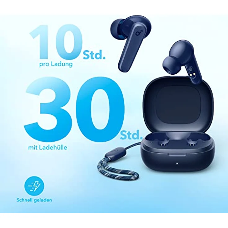 soundcore by Anker P20i True Wireless Earbuds, Kabellose Bluetooth Kopfhörer, 10mm Treiber, Bluetooth 5.3, Anpassbarer EQ, 30 Std. Spielzeit, IPX5 wasserfest, 2 Mikros mit KI (Blau) – Bild 4