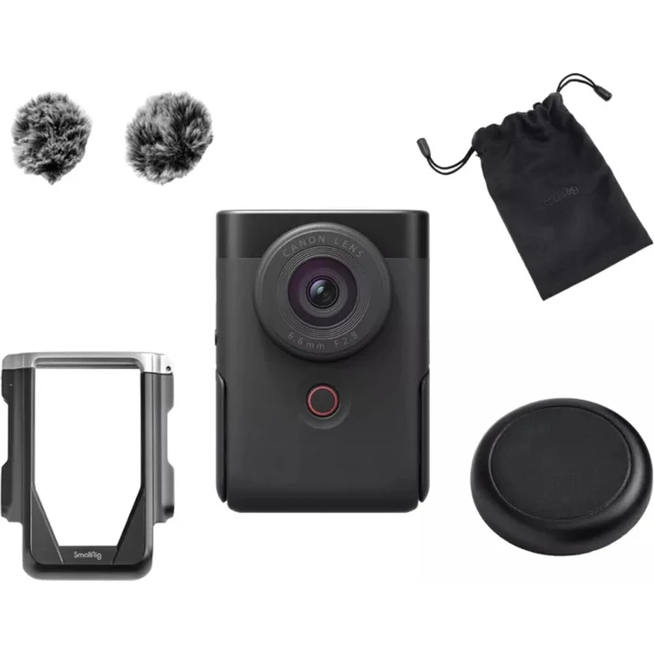 Canon PowerShot V10, 1" Kompaktkamera mit 20 MP CMOS, 4K Video, integriertem Weitwinkelobjektiv und Stereomikrofon, schwarz