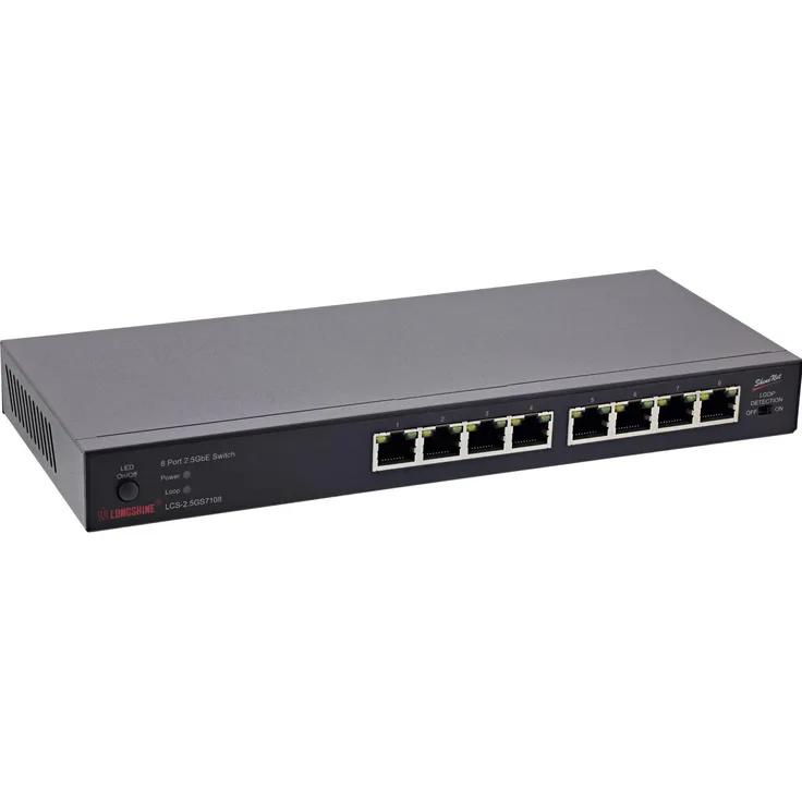 Longshine LCS-2.5GS7108, 8-Port Netzwerk Switch mit 2,5 Gbit/s und PoE Unterstützung