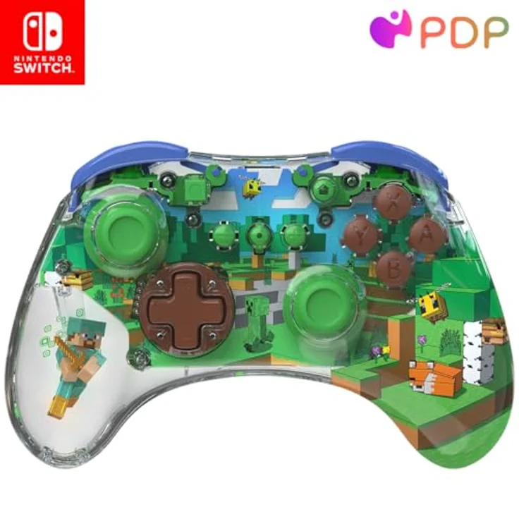 PDP Nintendo Switch REALMz - Switch Wireless Controller - MINECRAFT FOREST, LED-Beleuchtung, kabellos, offiziell lizenziert – Bild 1
