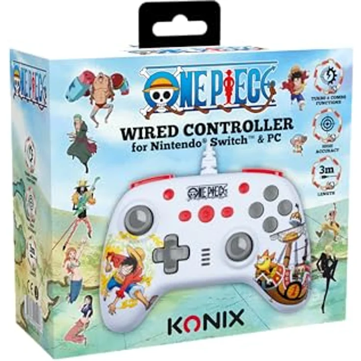 Konix One Piece Gamepad, Gaming Controller für PC und Switch, Weiss mit Piratenmodus – Bild 8