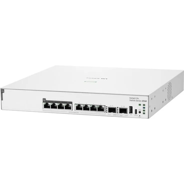 Hewlett Packard Enterprise HPE Networking Instant On 1940, L2+ Managed Switch mit 4 x 10GBase-T PoE++, 2 x SFP+ Uplink, seitlicher Luftstrom, rack- und wandmontierbar